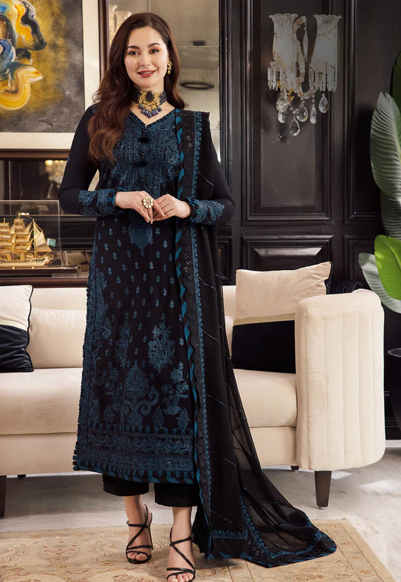 3 Piece - Dhanak Embroidered Suit with Dhanak Embroidered Shawl (Unstitched)