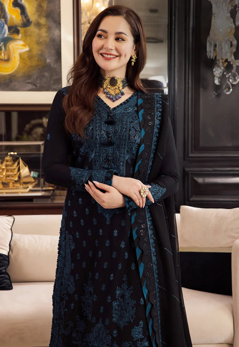 3 Piece - Dhanak Embroidered Suit with Dhanak Embroidered Shawl (Unstitched)