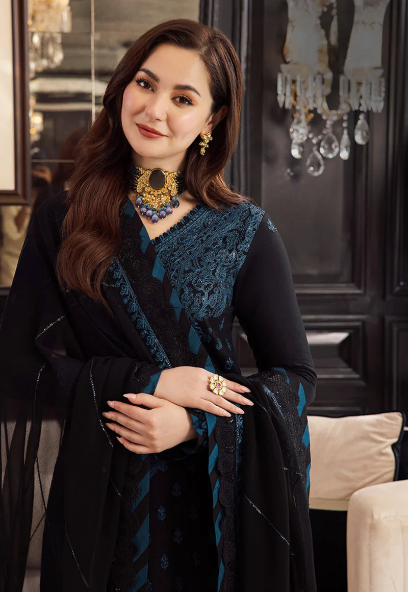 3 Piece - Dhanak Embroidered Suit with Dhanak Embroidered Shawl (Unstitched)