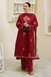 3 Piece - Zara Shahjahan Lawn Embroidered Suit with Printed Organza Duppatta (Unstitched)