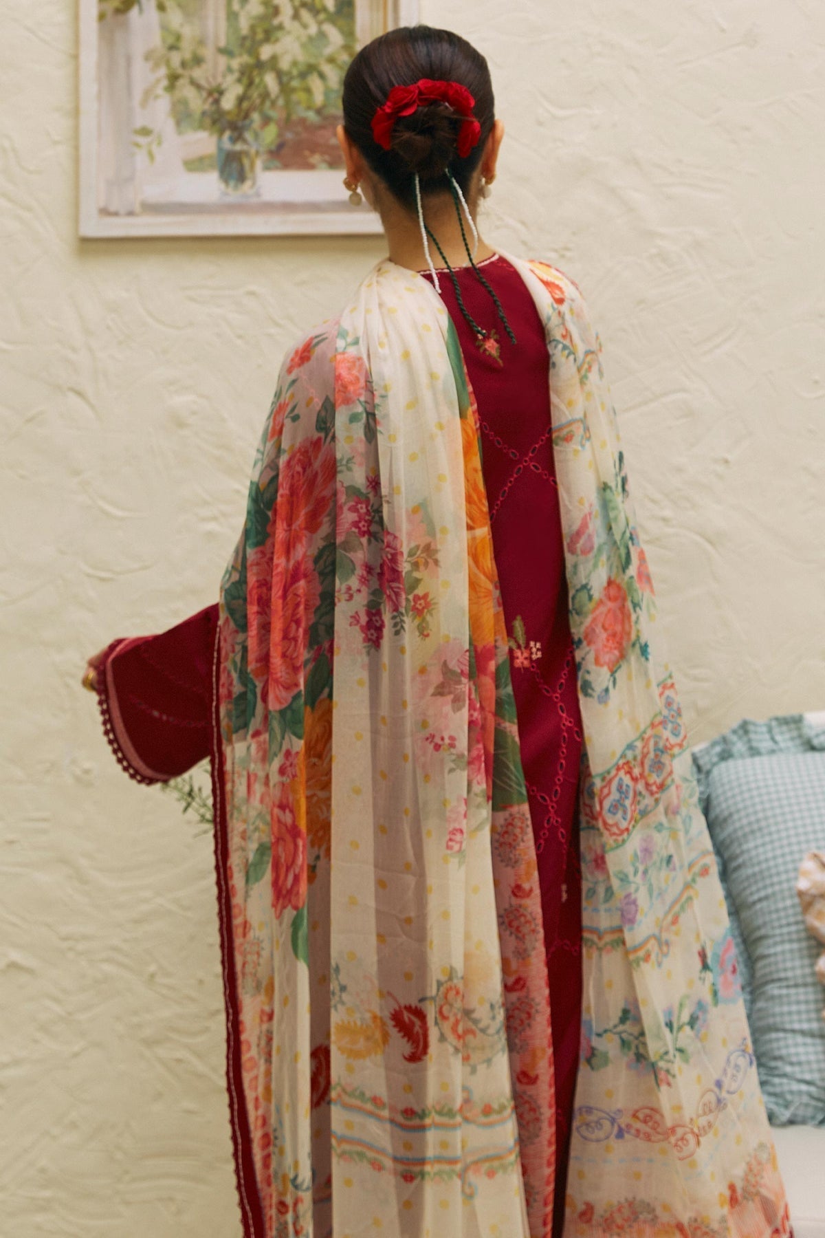 3 Piece - Zara Shahjahan Lawn Embroidered Suit with Printed Organza Duppatta (Unstitched)