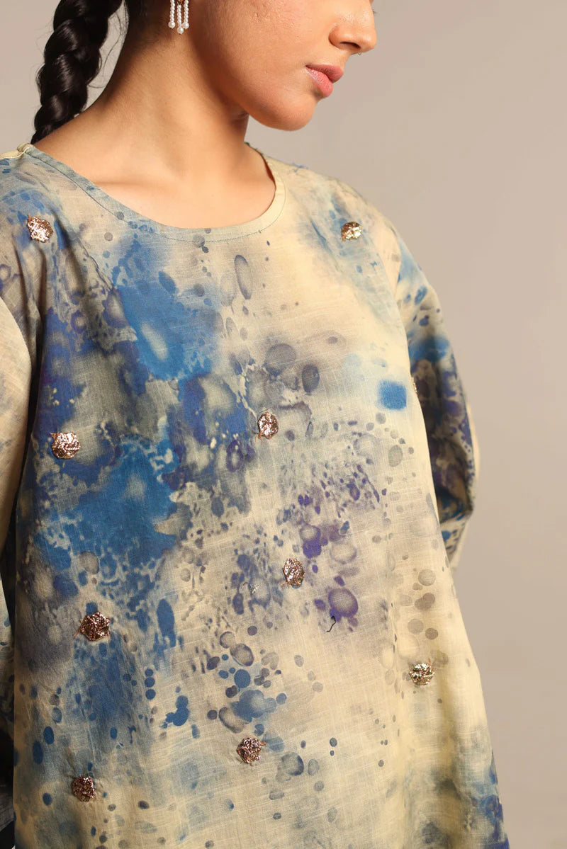 3 Piece - Silk Suit with Digital Printed Silk Dupatta (Unstitched)