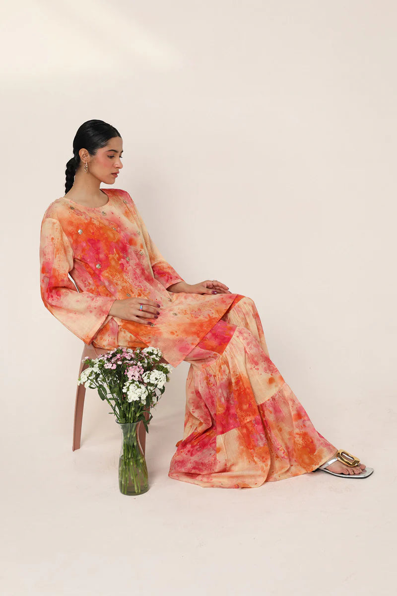 3 Piece - Silk Suit with Digital Printed Silk Dupatta (Unstitched)