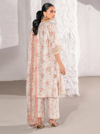3 Piece - Limelight Linen Full Embroidered Suit with Printed Linen Duppatta (Unstitched)