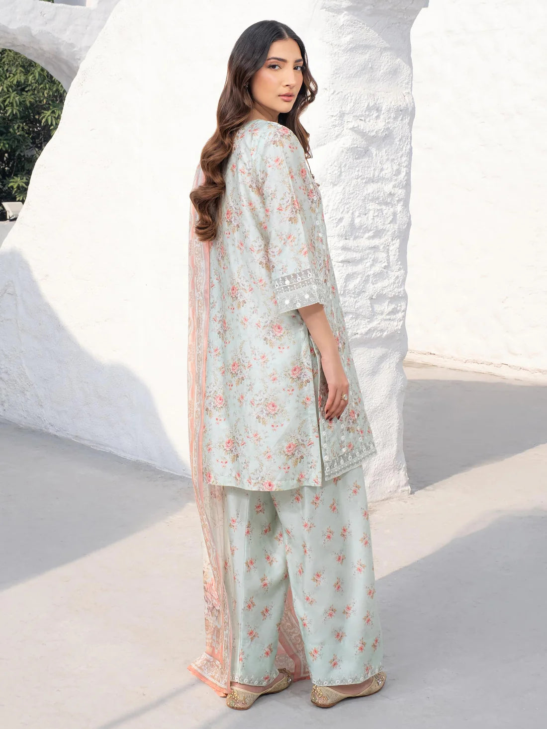 3 Piece - Limelight Linen Full Embroidered Suit with Printed Linen Duppatta (Unstitched)