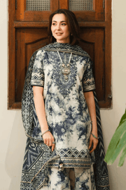 3 Piece - Maria B Lawn Embroidered Suit with Lawn Duppatta (Unstitched)