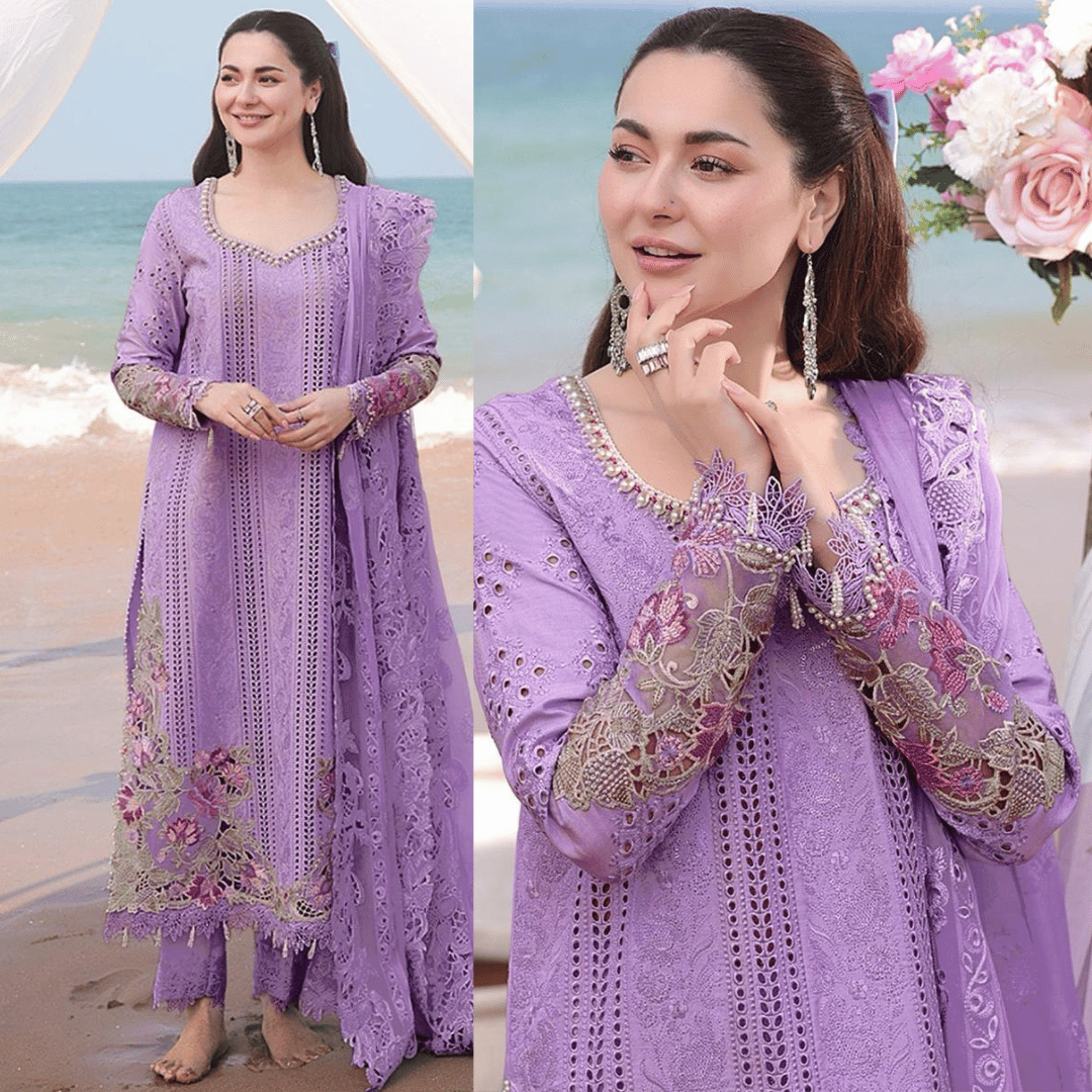 3 Piece - Qalamkar Dhanak Full Boring Heavy Embroidered Suit with Dhanak Embroidered Shawl (Unstitched)