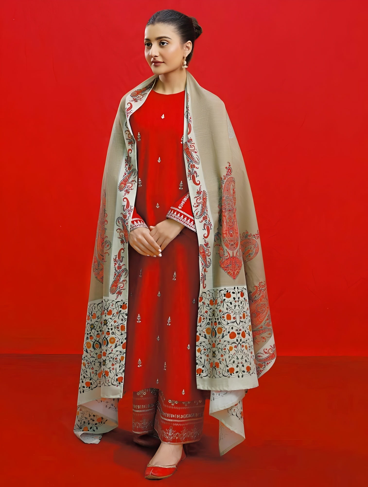 3 Piece - Lawn Urge Pret Embroidered Suit with Tarakashi Digital Lawn Duppatta (Unstitched)