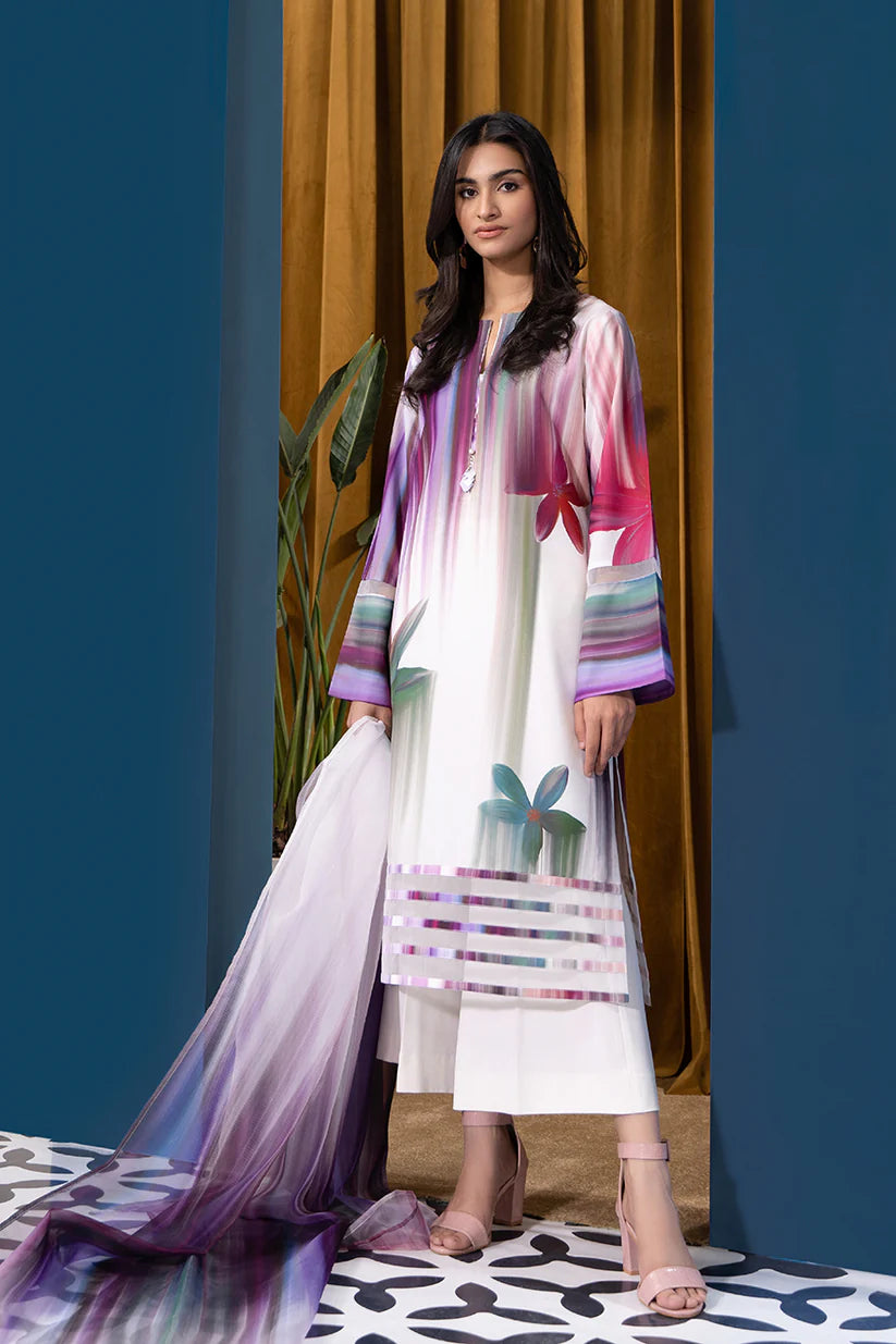 3 Piece - Shamooz Silk Suit with Digital Printed Silk Dupatta (Unstitched)