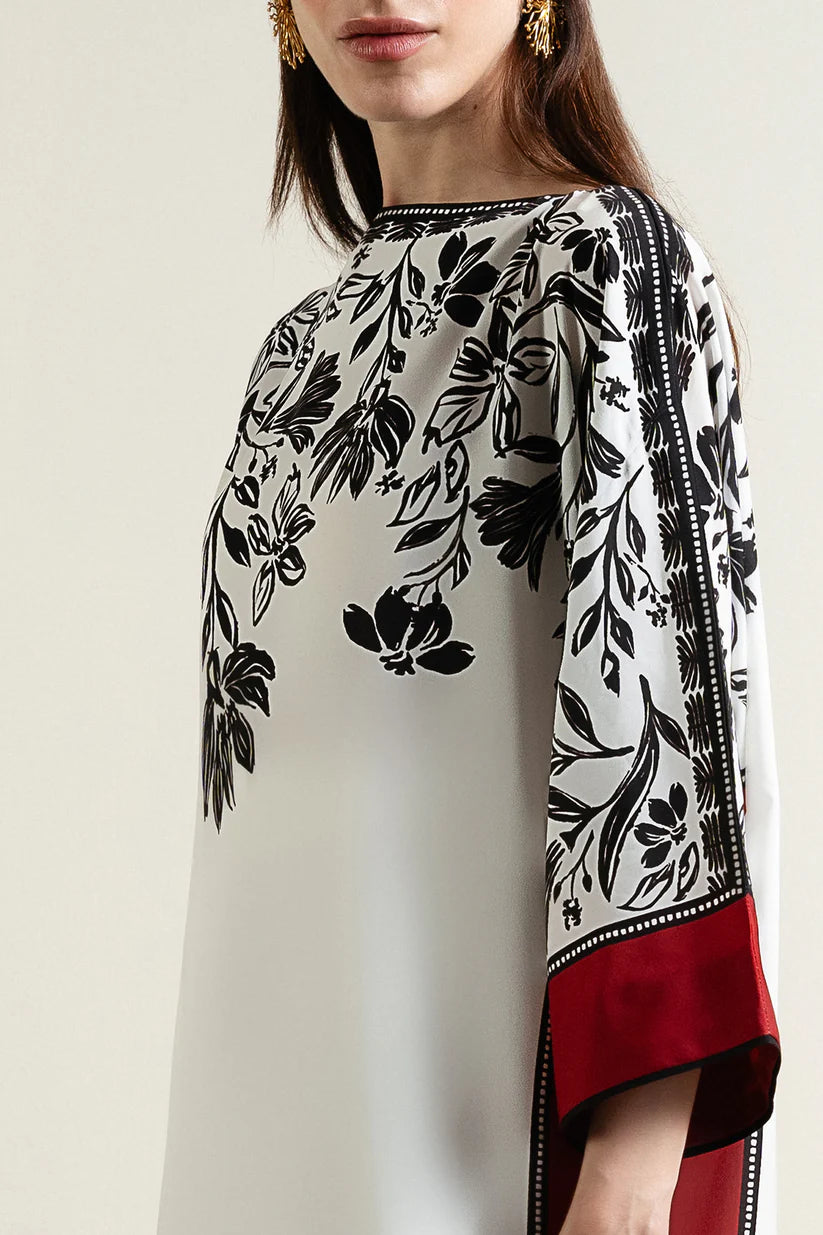 3 Piece - Shamooz Silk Suit with Digital Printed Silk Dupatta (Unstitched)