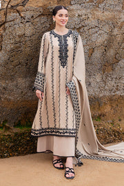 3 Piece - Cross Stitch Dhanak Embroidered Suit with Dhanak Embroidered Shawl (Unstitched)