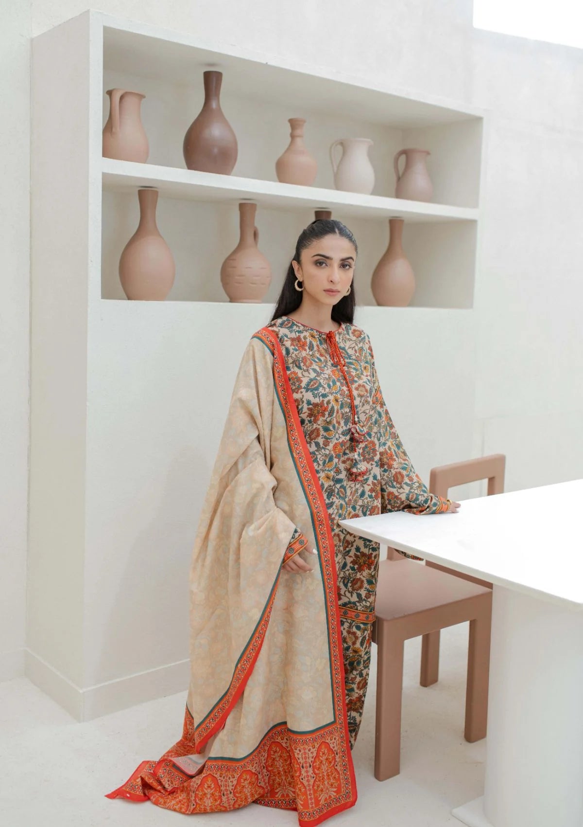 3 Piece - Khaddar Digital Printed Suit with Digital Printed Khaddar Dupatta (Unstitched)