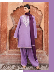 3 Piece - Lawn Embroidered Suit with Embroidered Bamber Embroidered Duppatta (Unstitched)