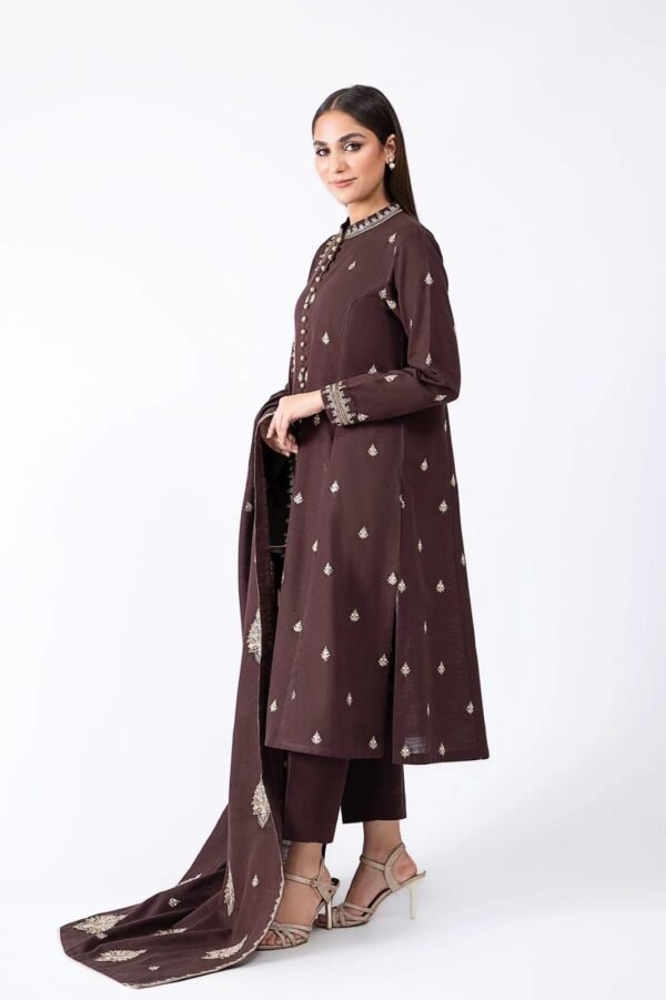 3 Piece - Kayseria Dhanak Embroidered Suit with Heavy Embroidered Shawl (Unstitched)