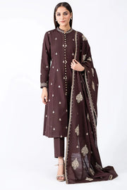 3 Piece - Kayseria Dhanak Embroidered Suit with Heavy Embroidered Shawl (Unstitched)