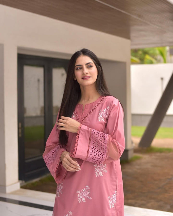 3 Piece - Dhanak Full Heavy Embroidered Suit with Twill Printed Shawl (Unstitched)