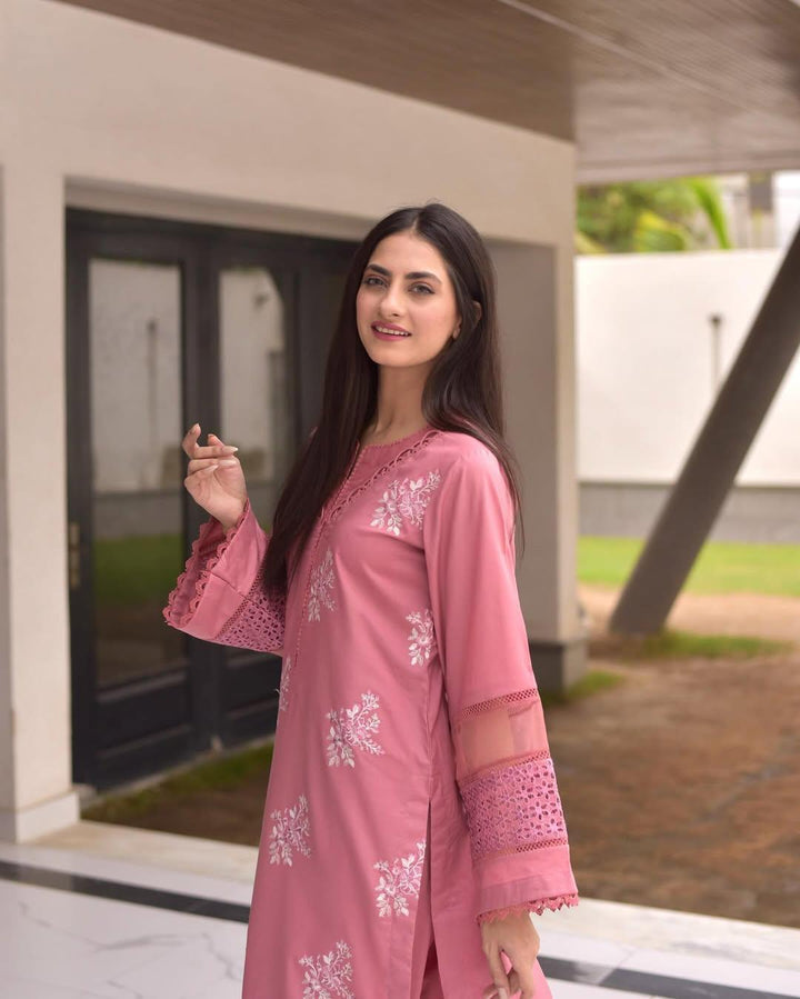 3 Piece - Dhanak Full Heavy Embroidered Suit with Twill Printed Shawl (Unstitched)