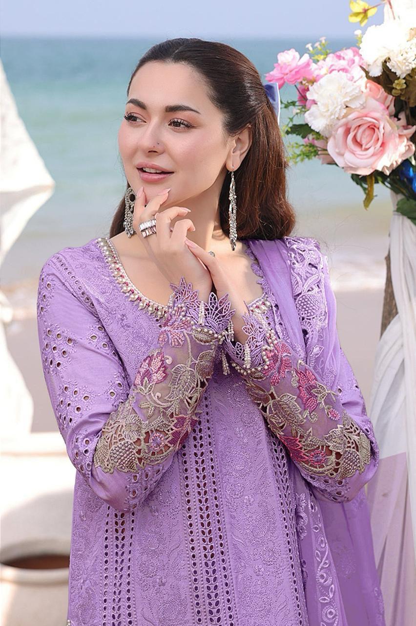 3 Piece - Qalamkar Dhanak Full Boring Heavy Embroidered Suit with Dhanak Embroidered Shawl (Unstitched)