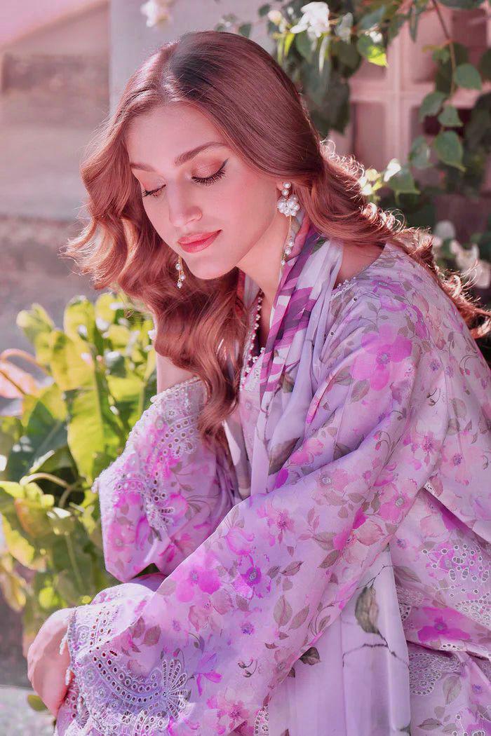 3 Piece - Baroque Printed Lawn Embroidered Suit with Cutwork + Boring Lawn Duppatta (Unstitched)