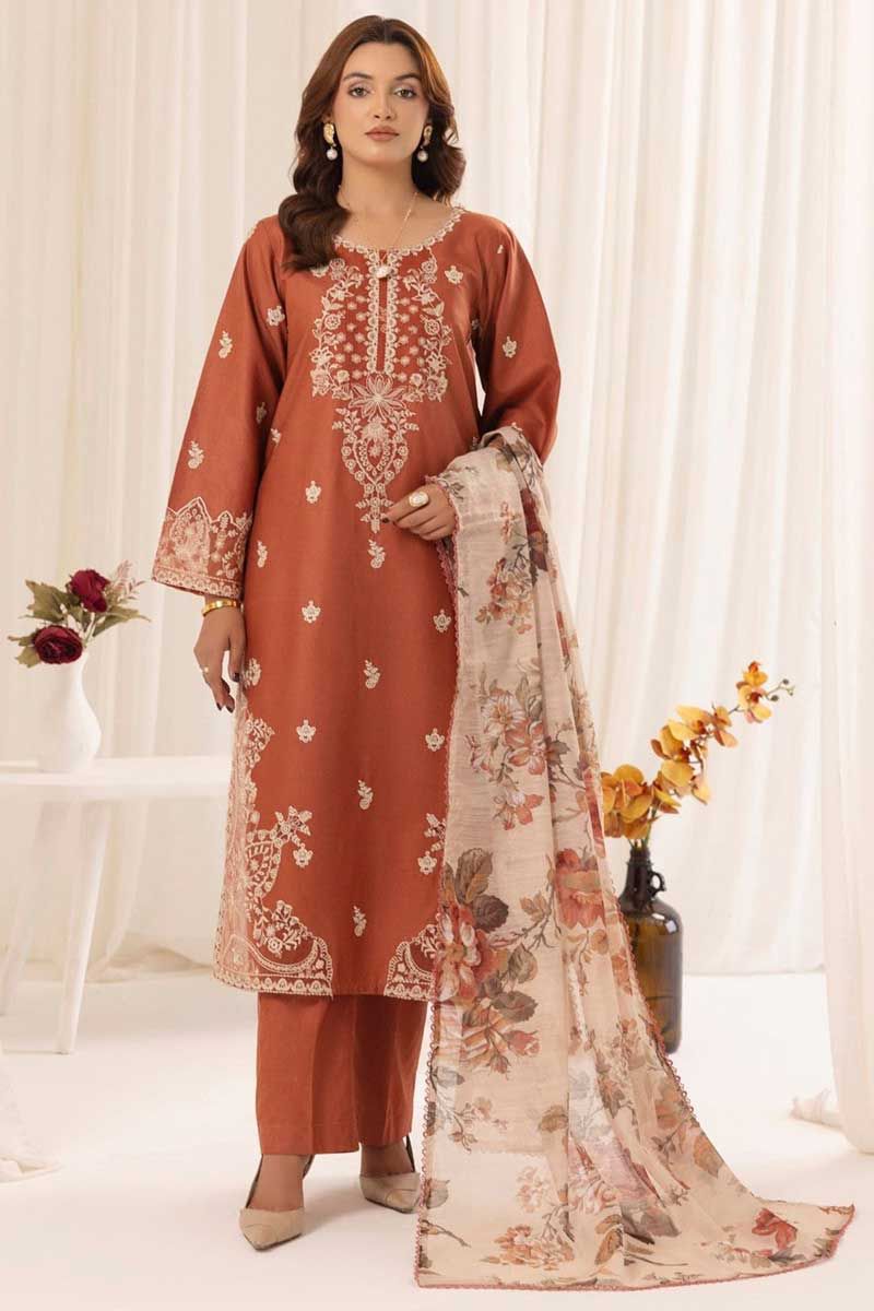 3 Piece - Printed Lawn Embroidered Suit with Tarkashi Lawn Duppatta (Unstitched)