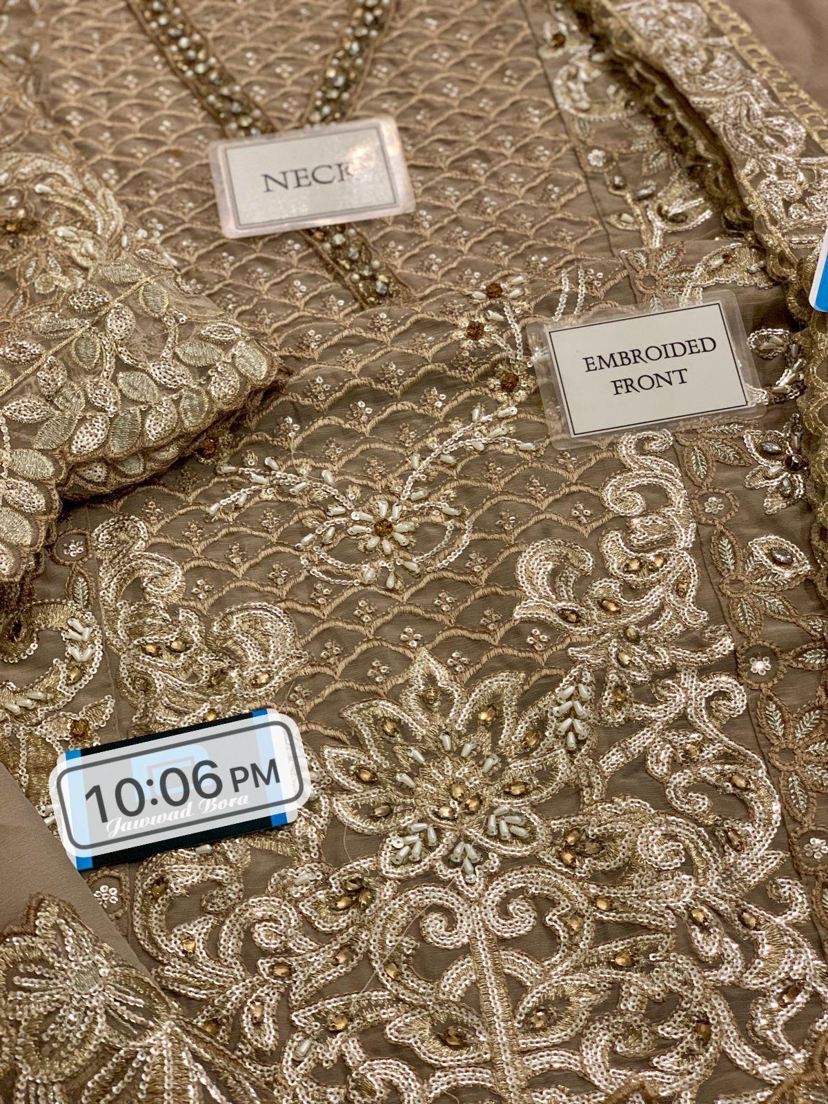3 Piece - Maria B Chiffon Full Heavy Embroidered Suit with Chiffon Embroidered Duppatta (Unstitched)