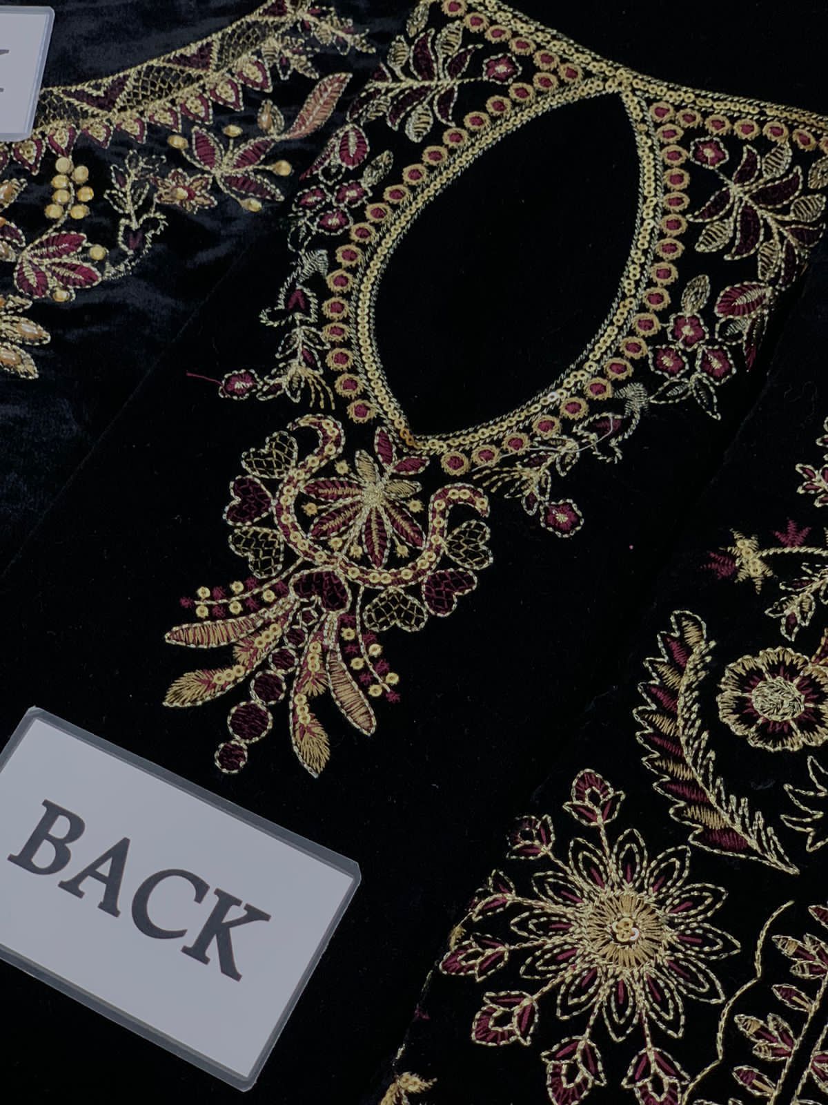 3 Piece - Baroque Velvet Full Heavy Embroidered Suit with Embroidered Organza Duppatta (Unstitched)