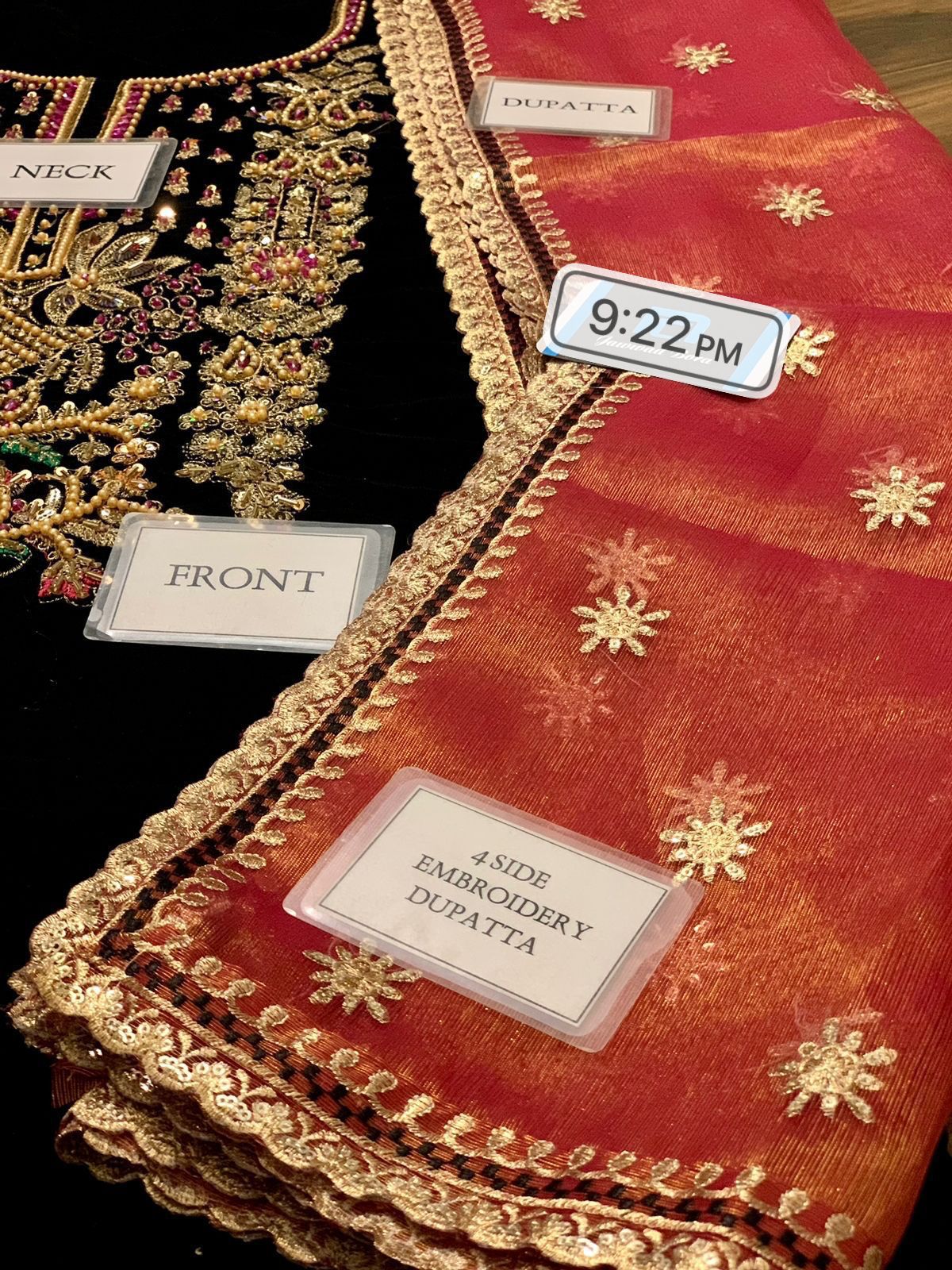 3 Piece - Baroque Velvet Full Heavy Embroidered Suit with Embroidered Organza Duppatta (Unstitched)