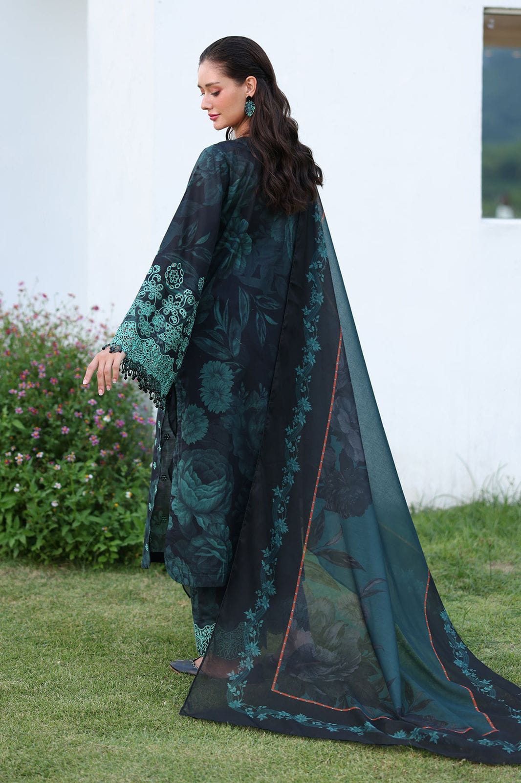 3 Piece - Baroque Khaddar Embroidered Suit with Digital Printed Khaddar Shawl (Unstitched)