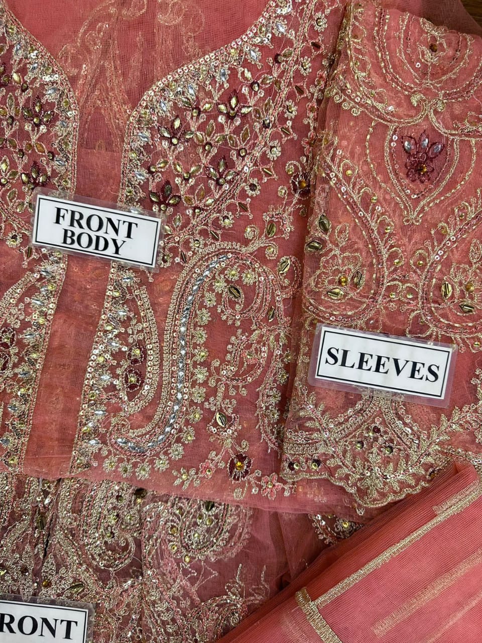 3 Piece - Maria B Net Full Heavy Embroidered Suit with Heavy Embroidered Net Dupatta with Chiffon Border (Unstitched)
