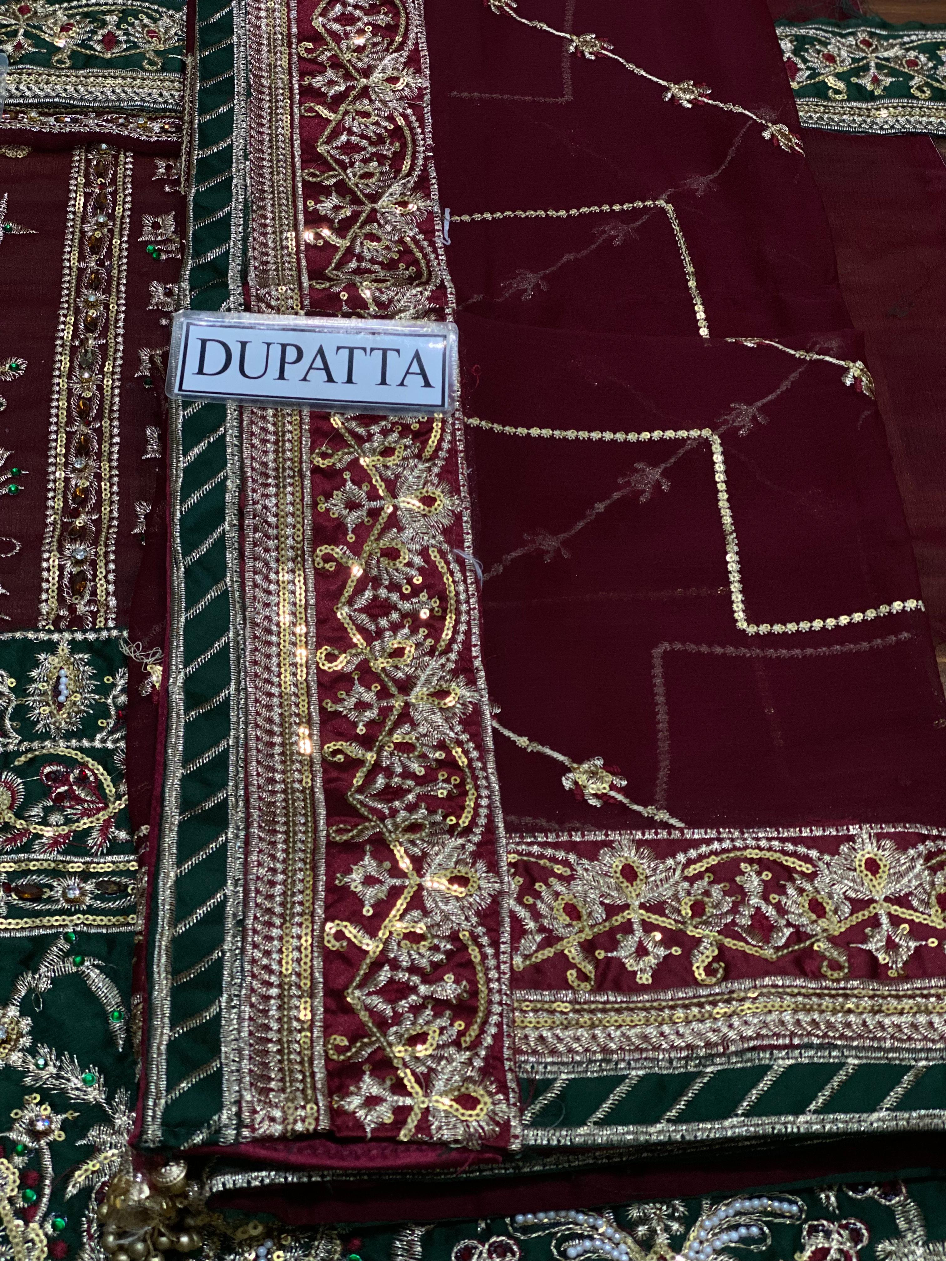 3 Piece - Asmin Jofa Chiffon Full Heavy Embroidered Suit with Heavy Embroidered Chiffon Dupatta with Chiffon Border (Unstitched)