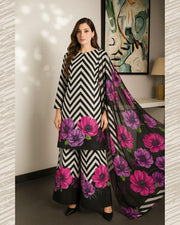 3 Piece - Shamooz Silk Suit with Digital Printed Silk Dupatta (Unstitched)