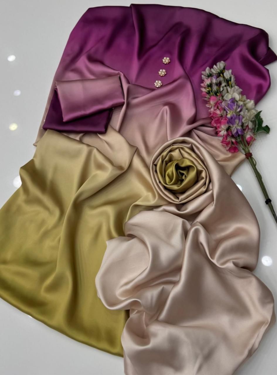 3 Piece - Shamooz Silk Suit with Digital Printed Silk Dupatta (Unstitched)