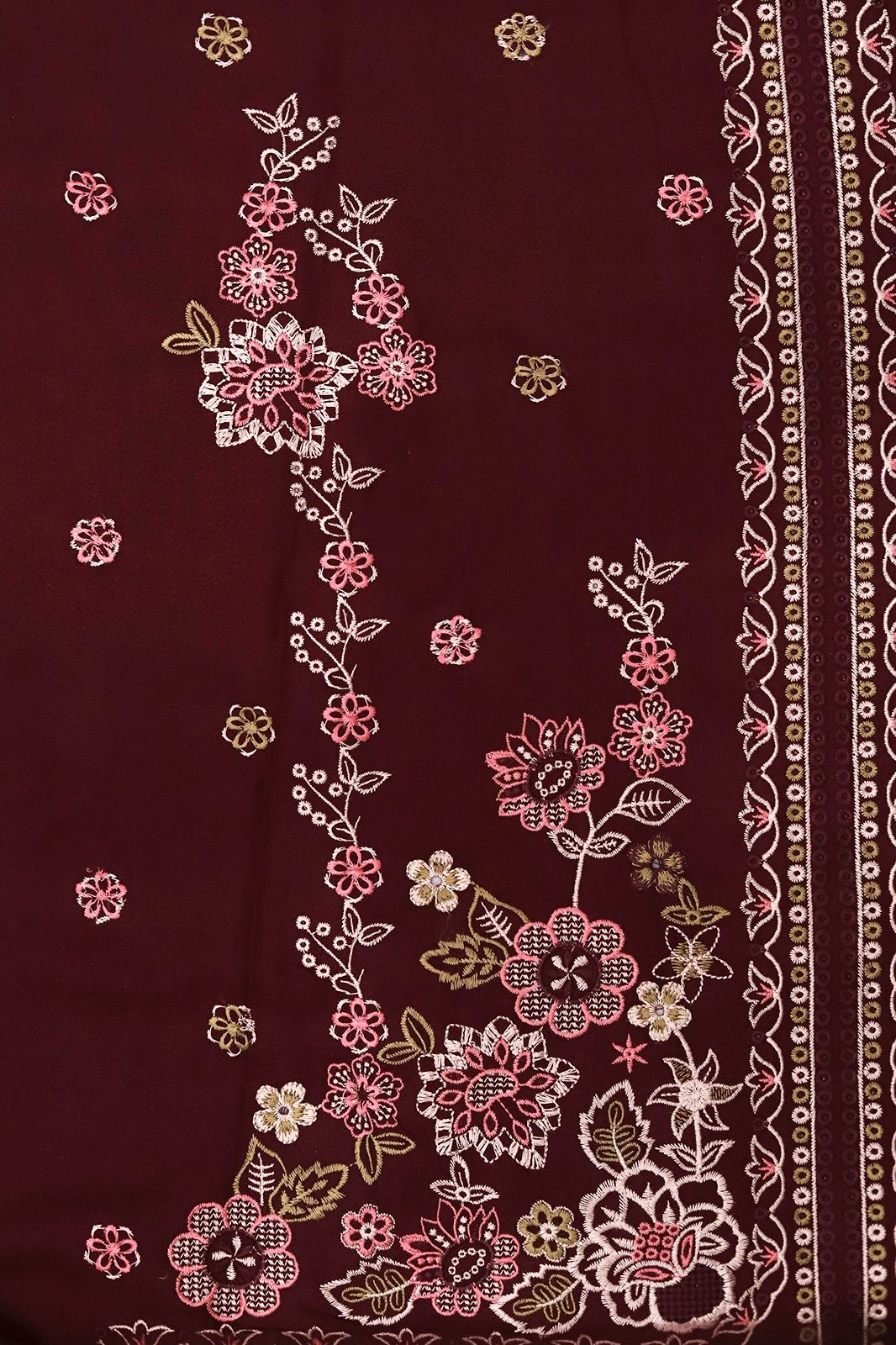 3 Piece - Maria B Dhanak Full Heavy Embroidered Suit with Digital Printed Wool Shawl (Unstitched)