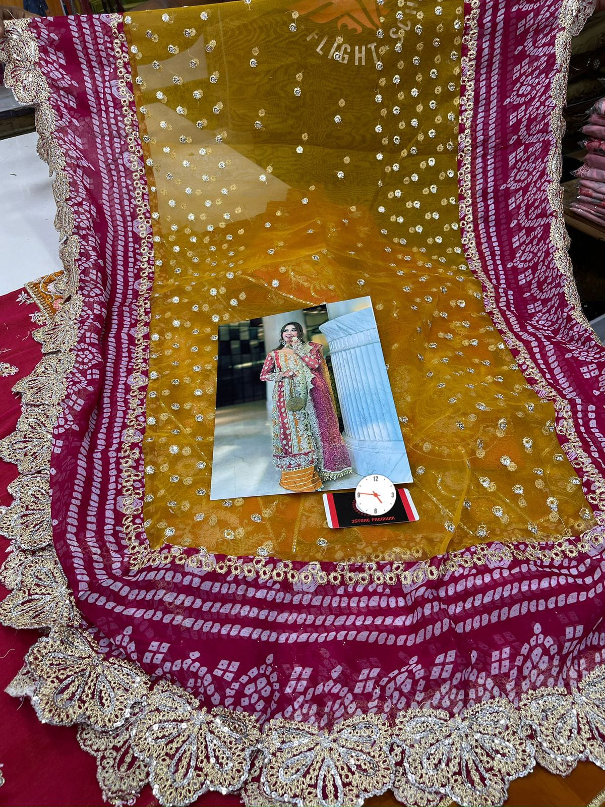 3 Piece - Chiffon Full Heavy Embroidered Suit with Organza Dupatta with Chiffon Border (Unstitched)