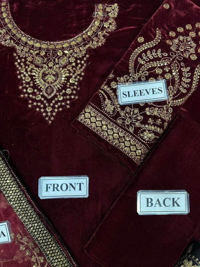 3 Piece - Organza Full Heavy Embroidered Suit with Heavy Embroidered Organza Dupatta with Chiffon Border (Unstitched)