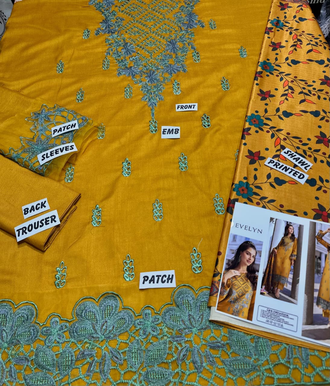 3 Piece - Dhanak Embroidered Suit with Digital Printed Twill Pashmina Wool Shawl (Unstitched)