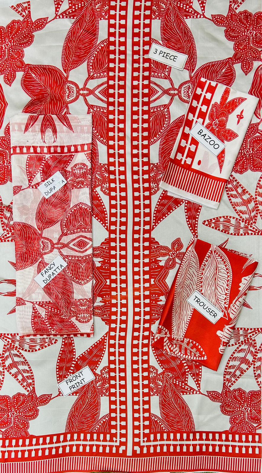 3 Piece - Silk Suit with Digital Printed Silk Dupatta (Unstitched)