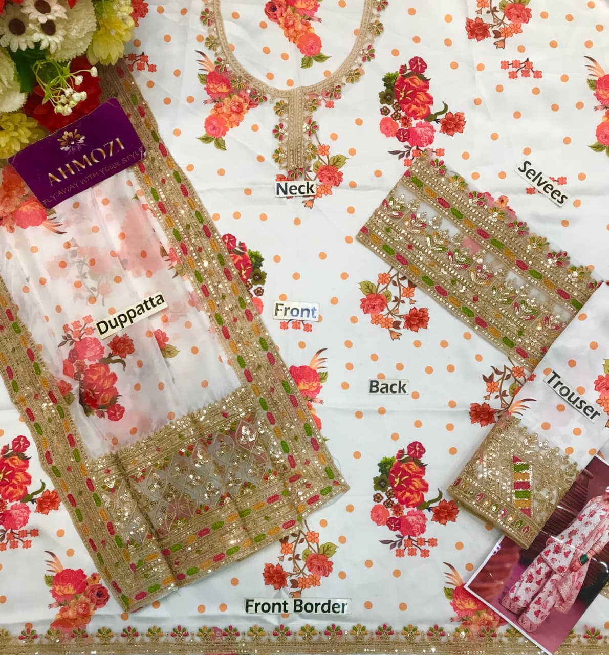 3 Piece - Charizma Digital Printed Shamoz Silk Suit with Digital Printed Shamoz Silk Dupatta (Unstitched)