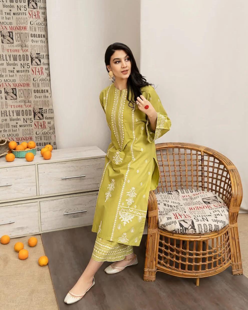 2 Piece - Dhanak Full Heavy Embroidered Suit with Plain Dyed Trouser (Unstitched)