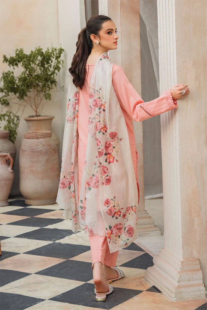 3 Piece - Dhanak Embroidered Suit with Digital Printed Pashmina Shawl (Unstitched)