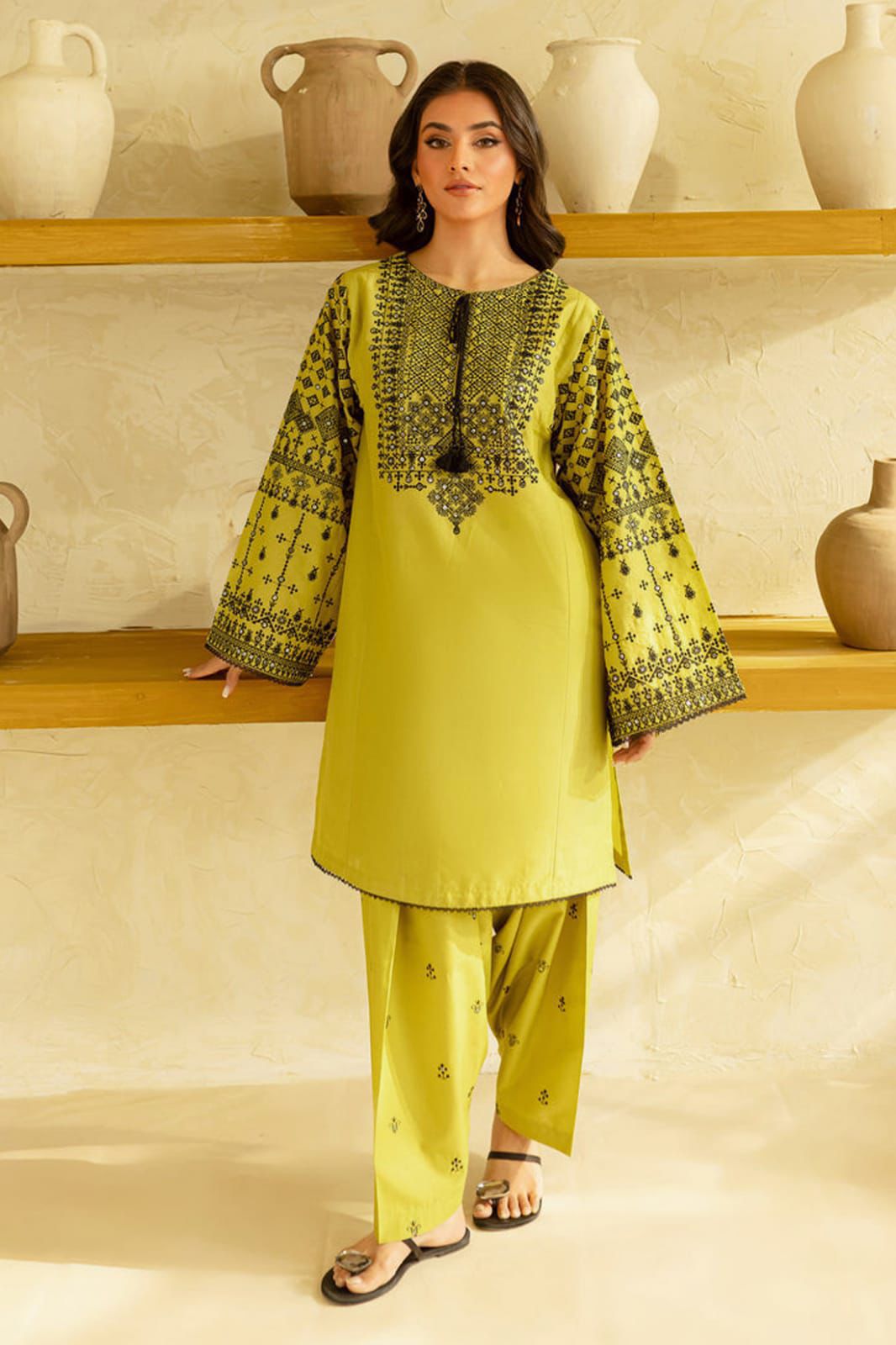 2 Piece - Dhanak Full Heavy Embroidered Suit with Embroidered Dhanak Trouser (Unstitched)