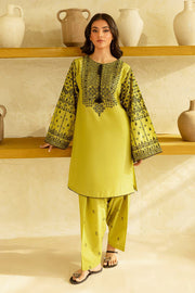 2 Piece - Dhanak Full Heavy Embroidered Suit with Embroidered Dhanak Trouser (Unstitched)