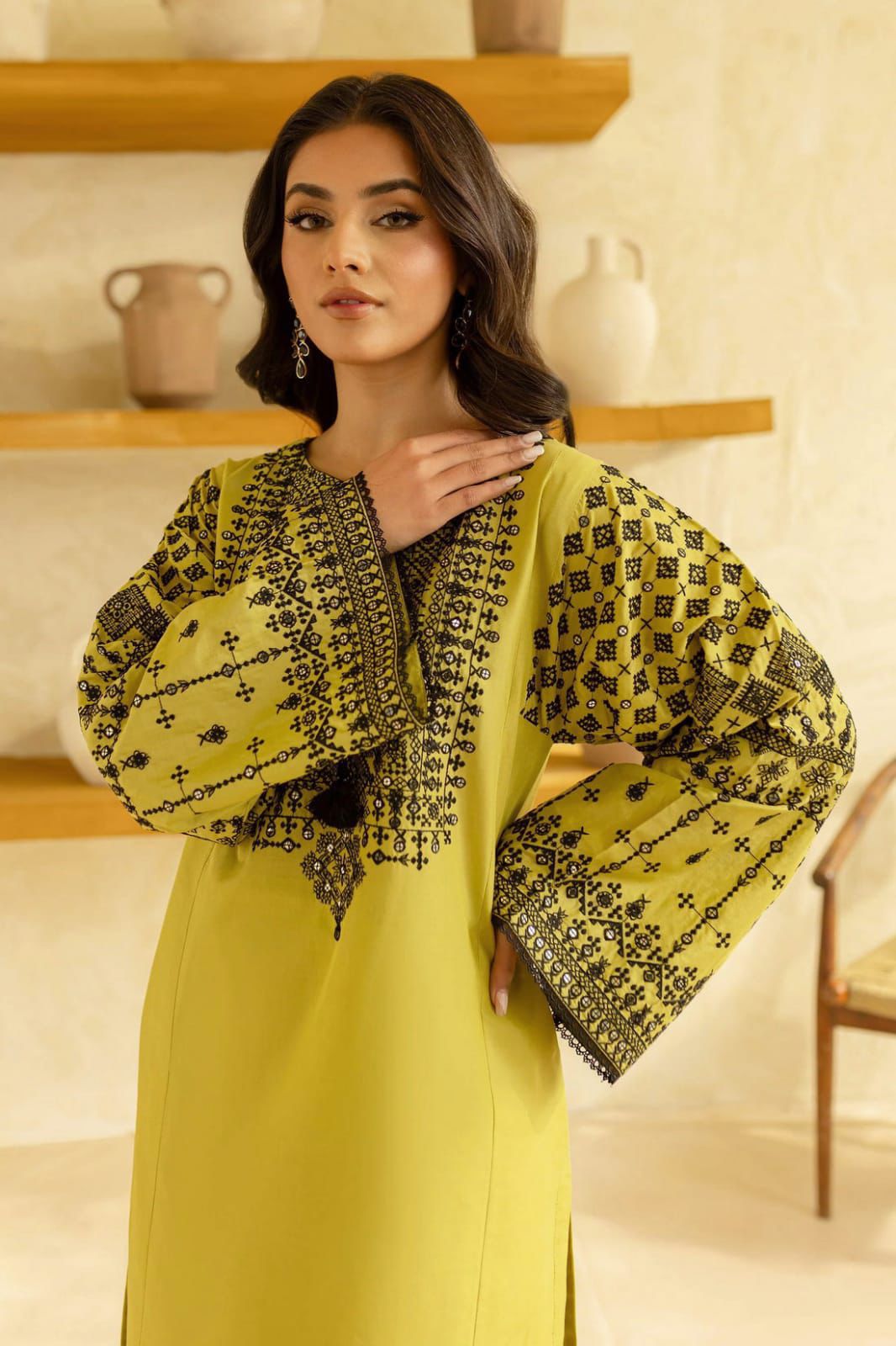2 Piece - Dhanak Full Heavy Embroidered Suit with Embroidered Dhanak Trouser (Unstitched)