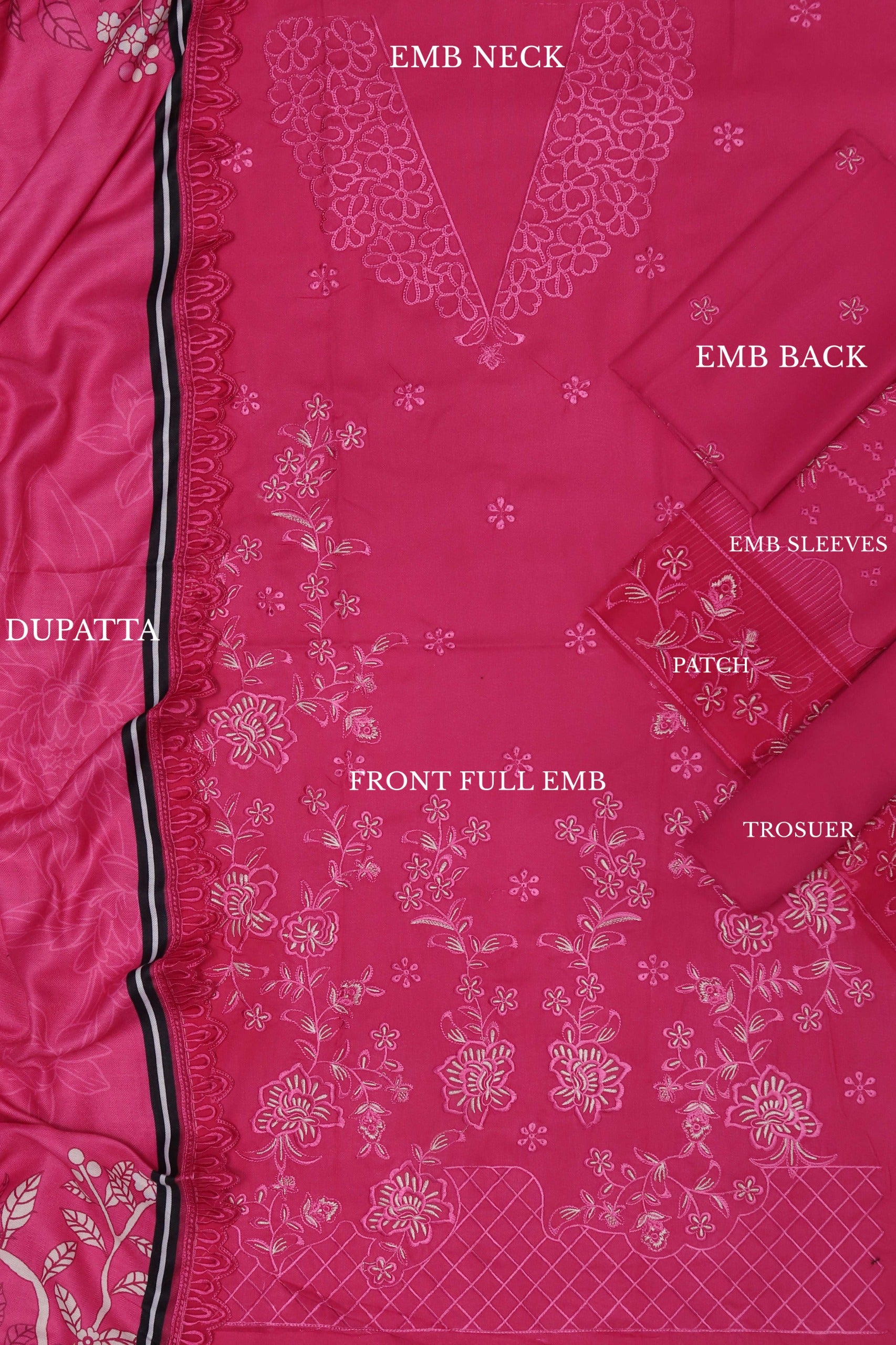 3 Piece - Dhanak Full Heavy Embroidered Suit with Embroidered Digital Printed Wool Shawl (Unstitched)