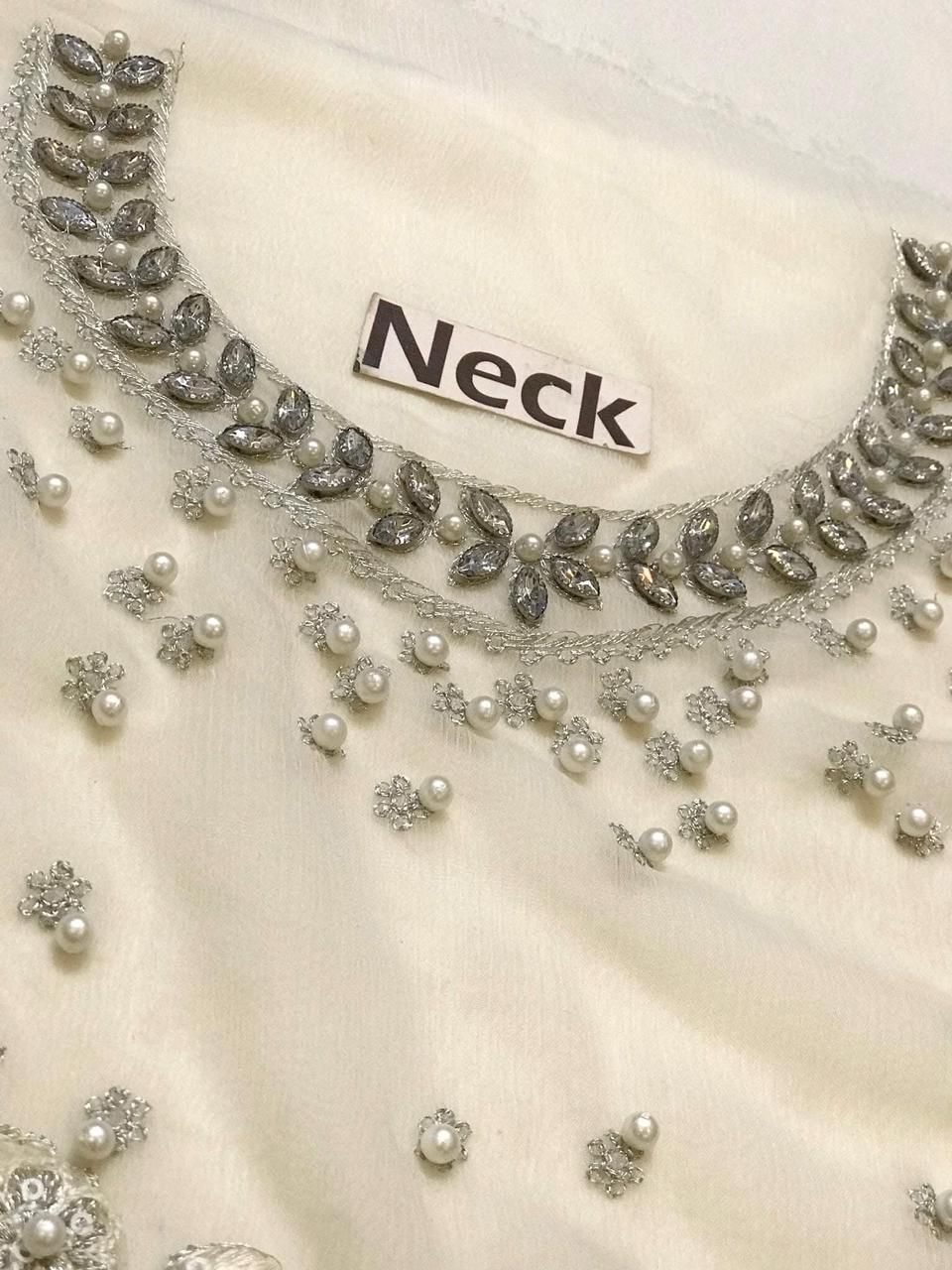 3 Piece - Pure Chiffon Full Heavy Embroidered Suit with Heavy Embroidered Chiffon Dupatta (Unstitched)