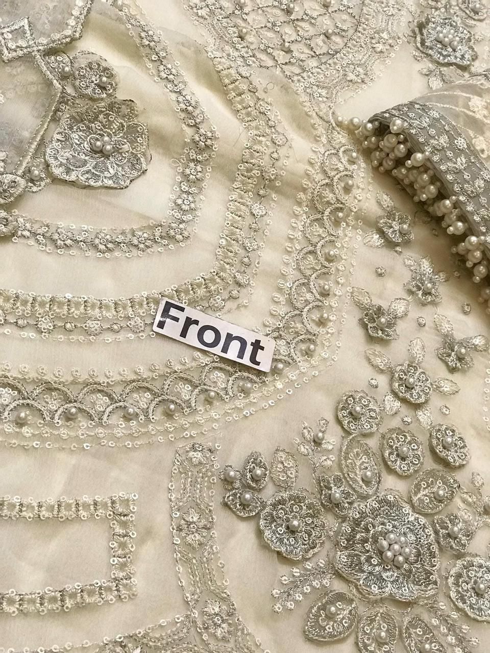 3 Piece - Pure Chiffon Full Heavy Embroidered Suit with Heavy Embroidered Chiffon Dupatta (Unstitched)