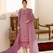 3 Piece - Organza Full Heavy Embroidered Suit with Heavy Embroidered Chiffon Dupatta (Unstitched)