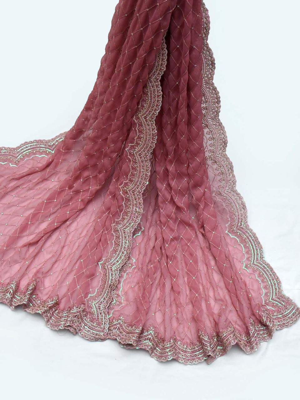 3 Piece - Organza Full Heavy Embroidered Suit with Heavy Embroidered Chiffon Dupatta (Unstitched)