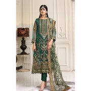 3 Piece - Organza Full Heavy Embroidered Suit with Embroidered Net Dupatta (Unstitched)