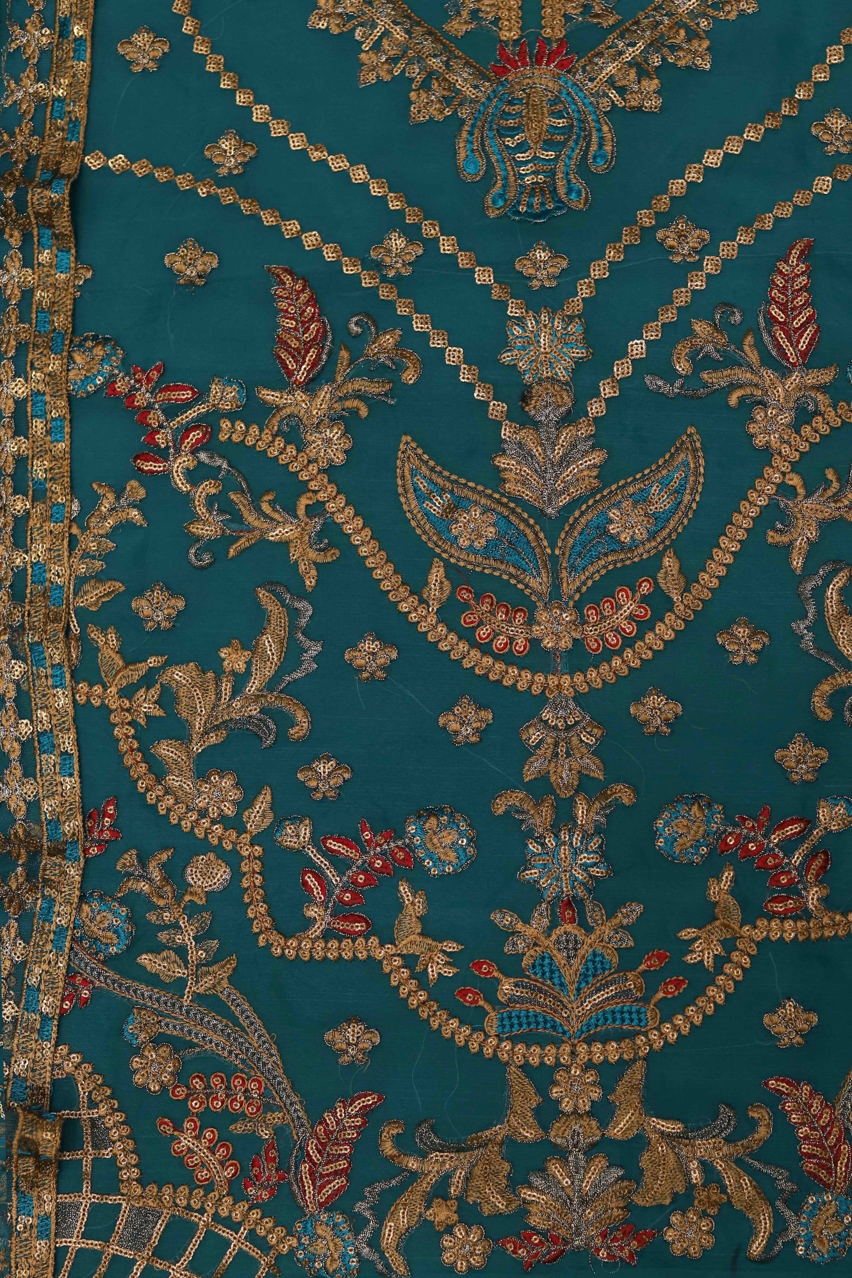 3 Piece - Organza Full Heavy Embroidered Suit with Embroidered Net Dupatta (Unstitched)